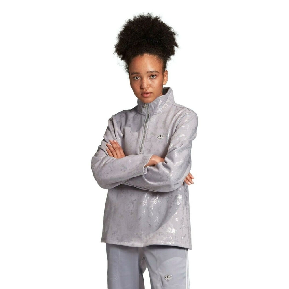 adidas originals silver half zip top